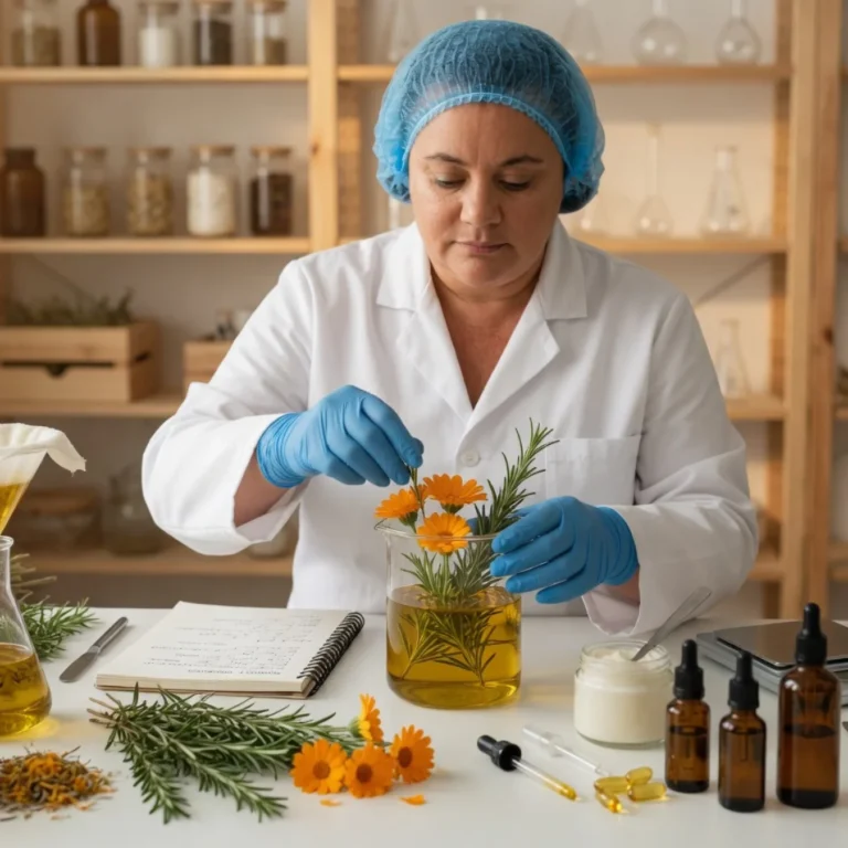 Elaboración de productos de fitocosmética natural con extractos de plantas en laboratorio artesanal