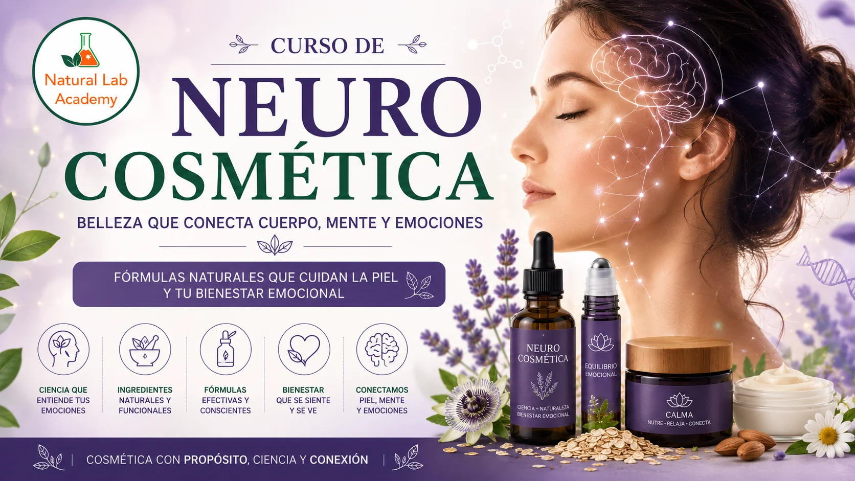 Curso online de neurocosmética para formular productos cosméticos sensoriales y funcionales con Natural Lab Academy.
