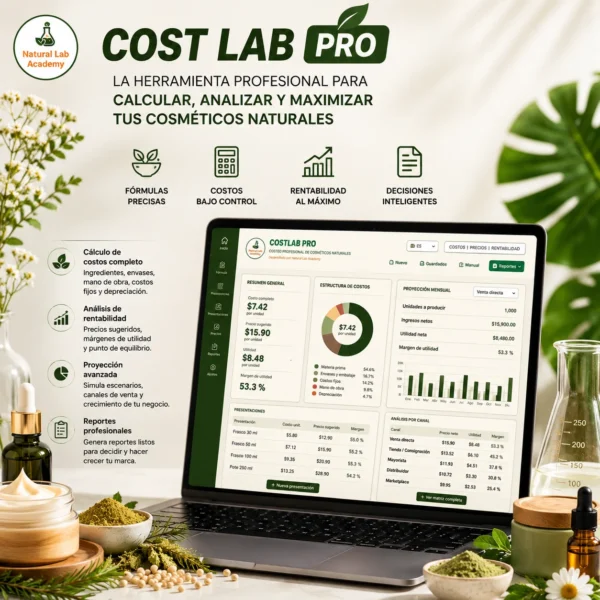 CostLab PRO - Software profesional para calcular costos, precios y rentabilidad de cosméticos naturales